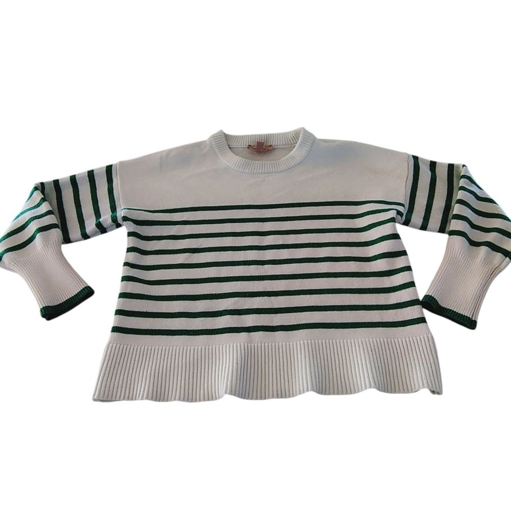 Philosophy Republic Clothing White Green Striped Knit Sweater Size XL